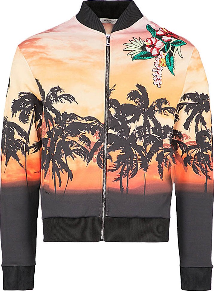 Valentino palm tree print bomber jacket