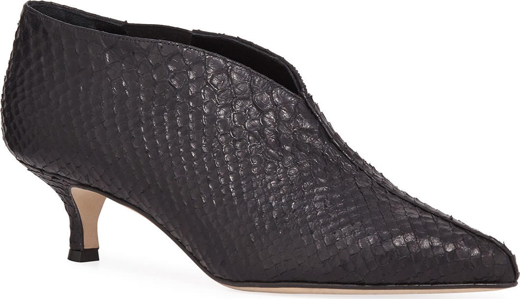 Tibi Asher Snake-Embossed Kitten-Heel Booties