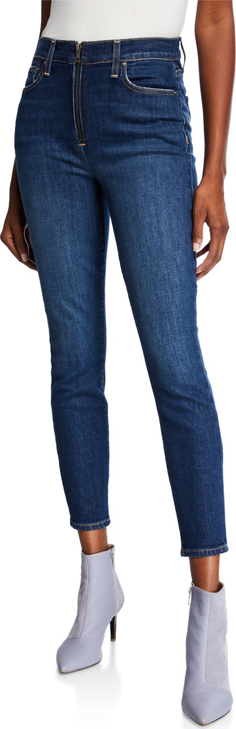 Alice + Olivia Good High-Rise Ankle Skinny Jeans with Exposed Zip Fly