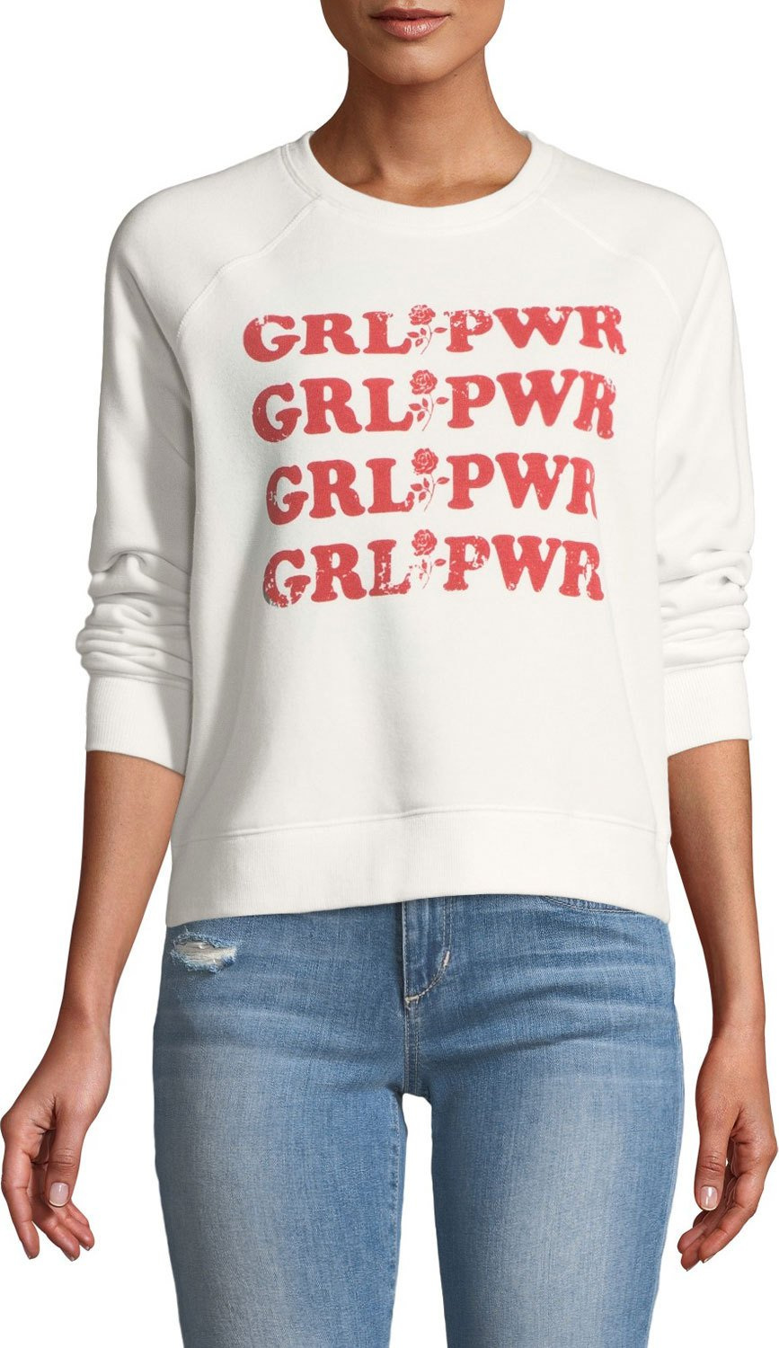 Rebecca Minkoff GRL PWR Long-Sleeve Graphic-Print Crewneck Sweatshirt