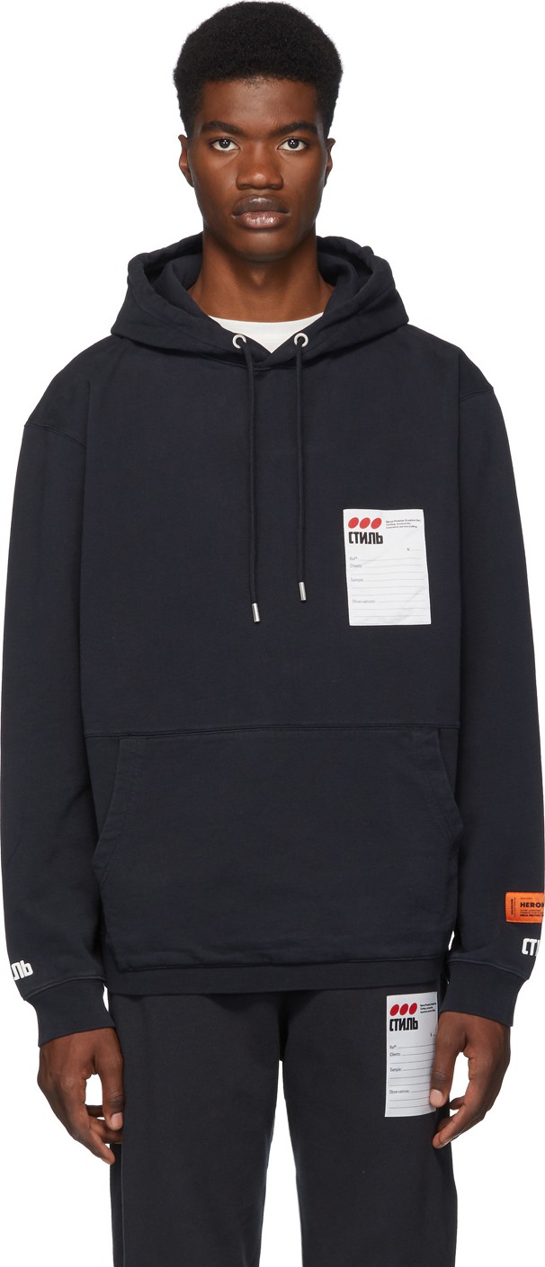 Heron Preston Black Sticker Label Hoodie
