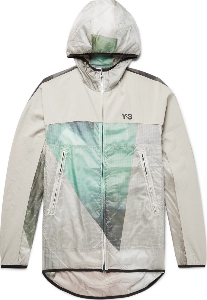Y-3 Canvas-Trimmed Printed Nylon-Ripstop Hooded Jacket