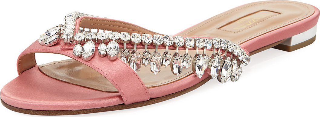 Aquazzura Gem Palace Satin Flat Sandal