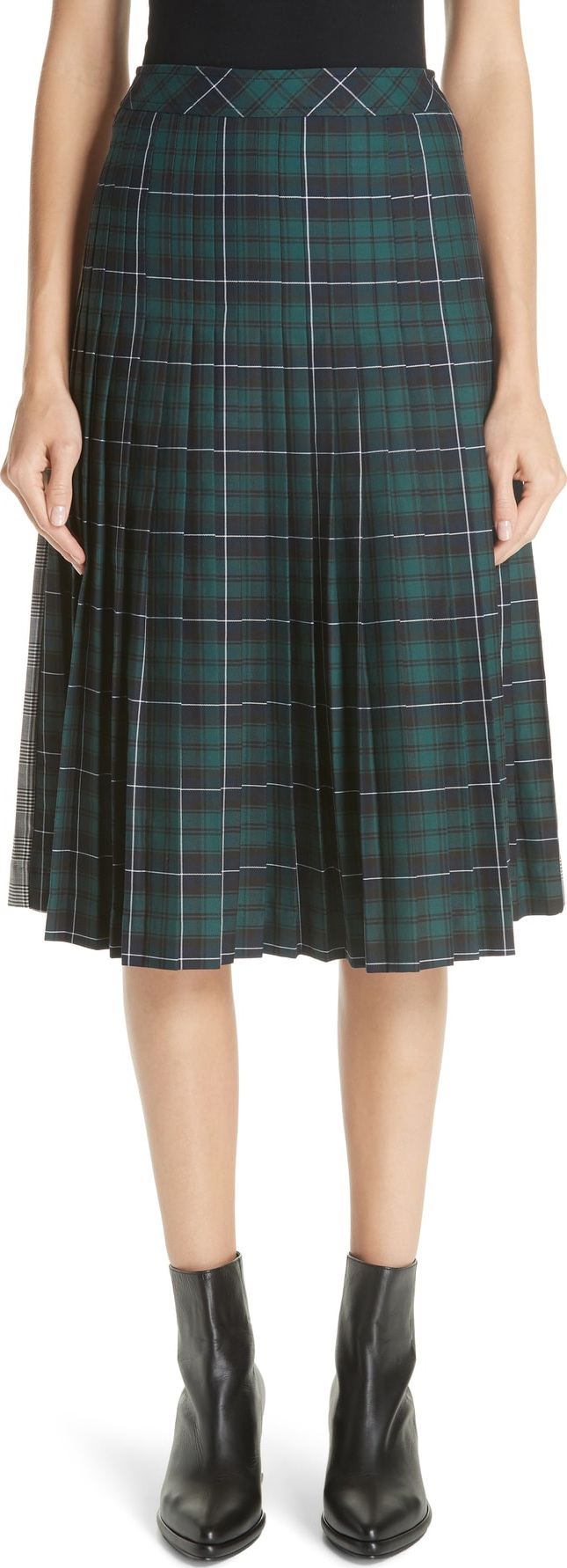 Sandy Liang Pleated Plaid Uniform Skirt