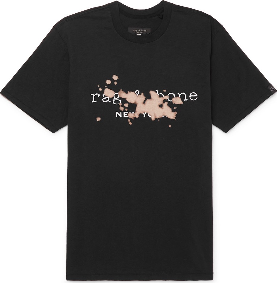 Rag & Bone Bleached Logo-Print Slub Cotton-Jersey T-Shirt