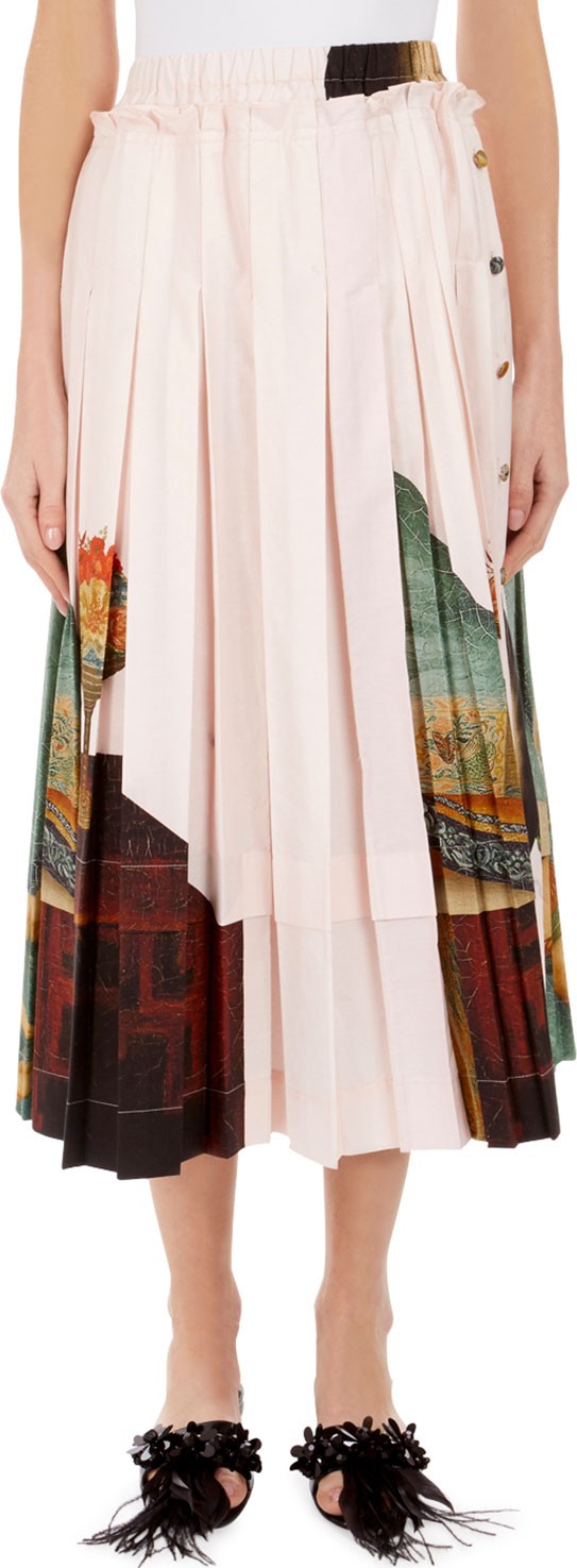 Simone Rocha Lady Print Pleated Knee-Length Skirt