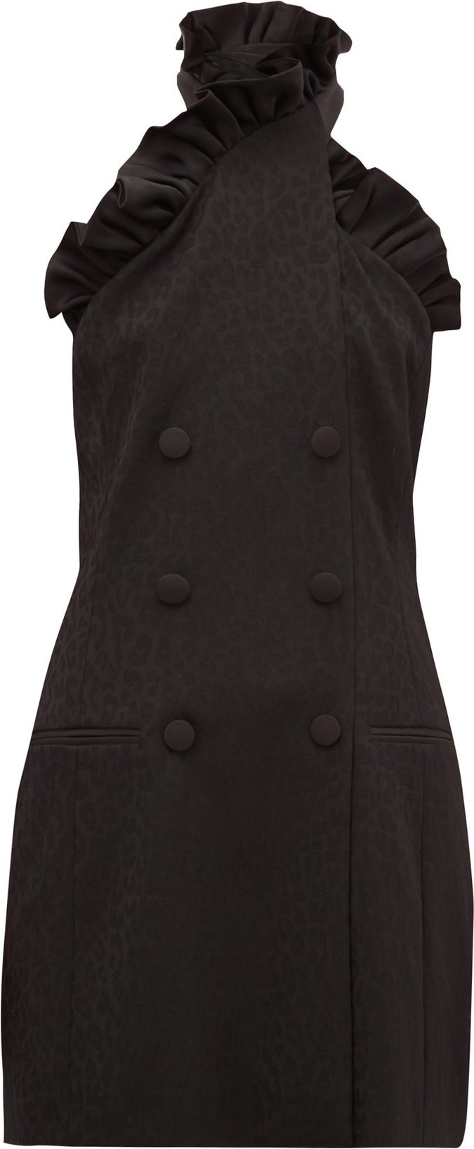 Dundas Ruffled leopard-jacquard wool-blend mini dress