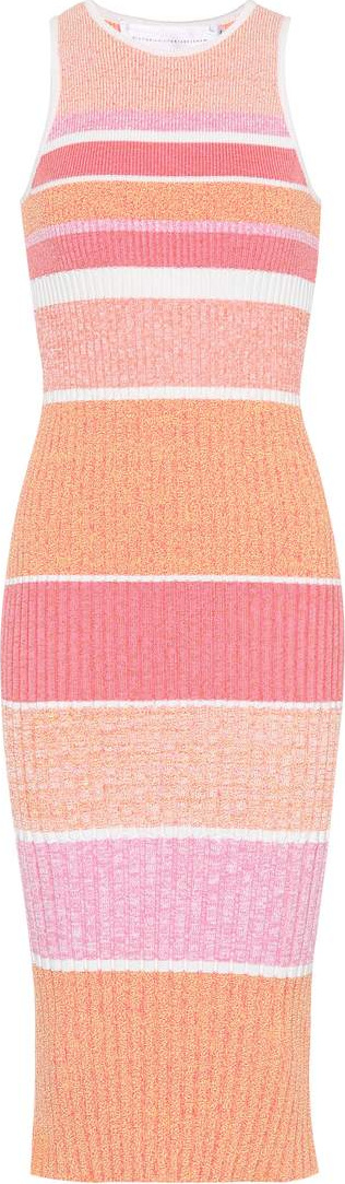 VICTORIA, VICTORIA BECKHAM Striped knit midi dress