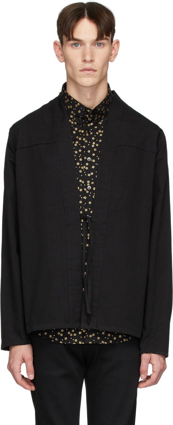 Naked and Famous Denim SSENSE Exclusive Black Kimono Shirt