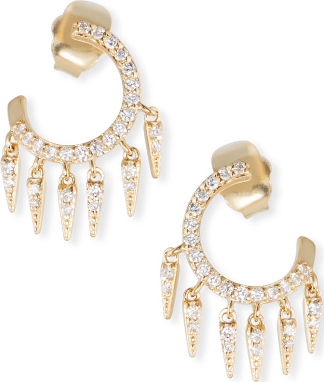 Sydney Evan 14k Gold Diamond Fringe Hoop Earrings