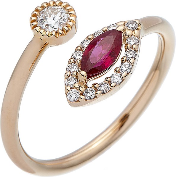 Istanboulli Gioielli Milano Positano 18k Diamond & Ruby Bypass Ring, Size 6.25
