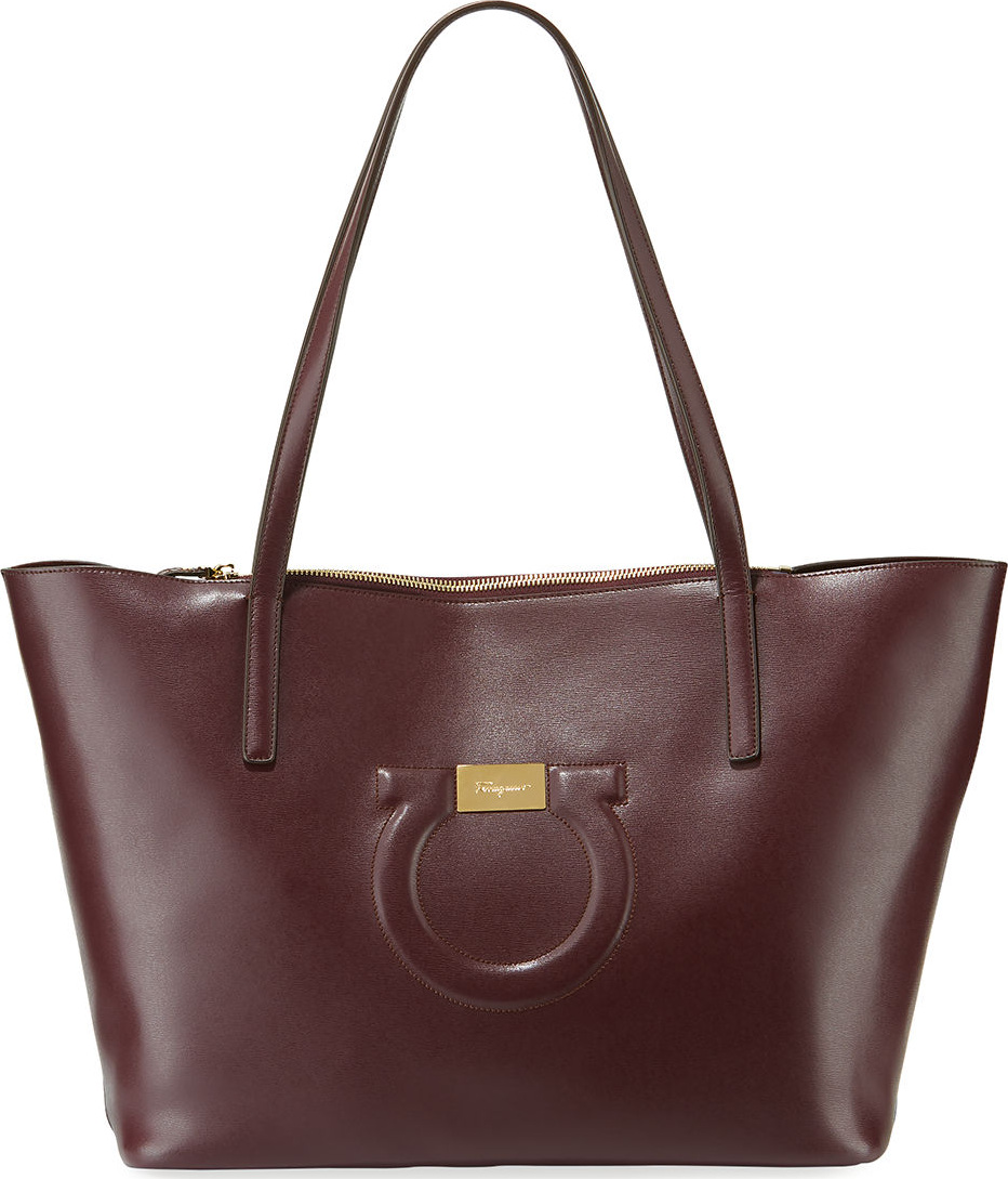 Salvatore Ferragamo Gancio City Leather Shoulder Tote Bag