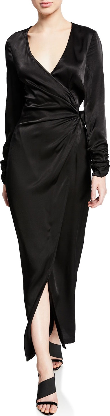 Donna Mizani Austen Long-Sleeve Maxi-Length Wrap Dress