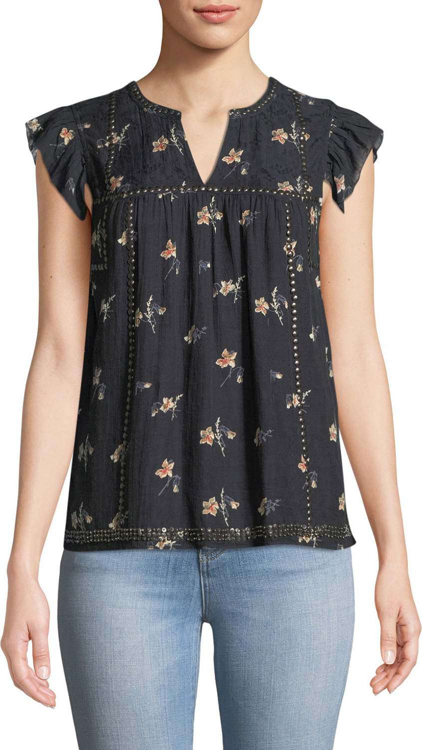 Joie Reganne Cap-Sleeve Top