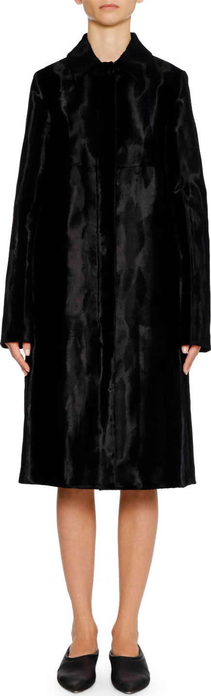 Jil Sander Single-Breasted Button-Front Textured Velvet Midi Coat