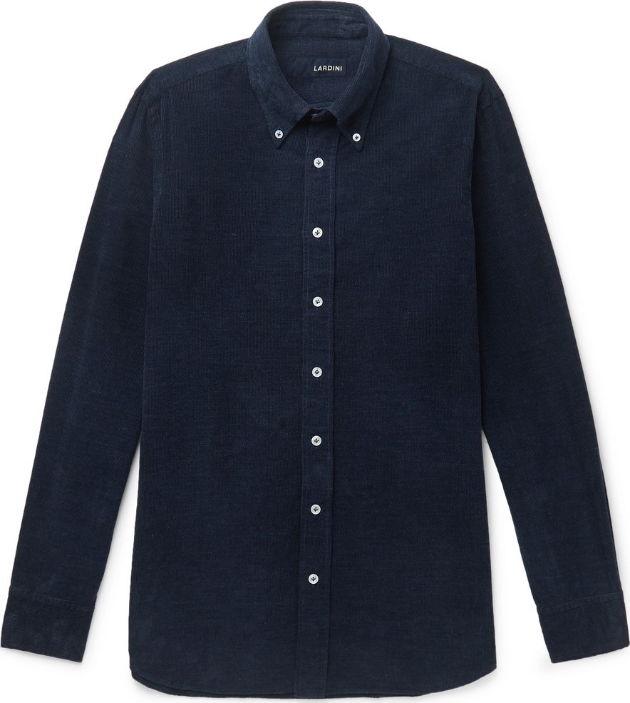 Lardini Button-Down Collar Cotton-Corduroy Shirt