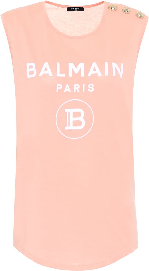 Balmain Logo cotton tank top