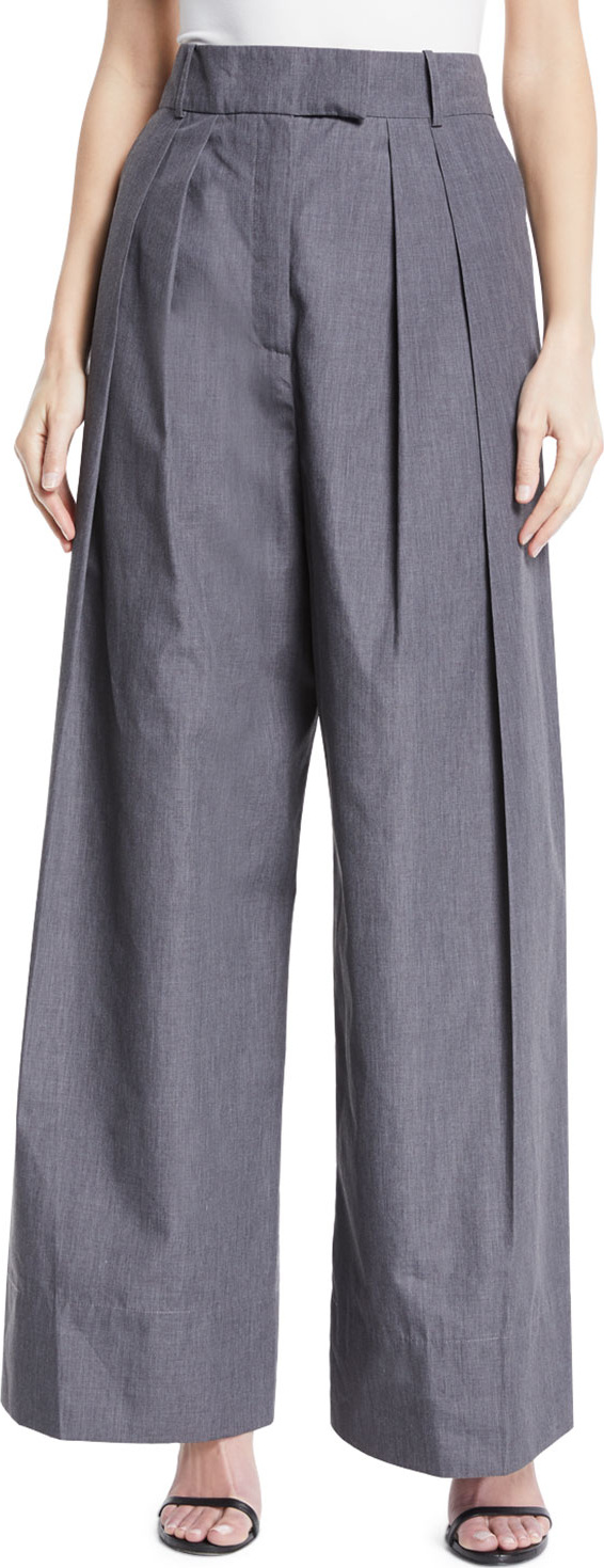 A.W.A.K.E Crispy High-Waist Wide-Leg Pleated Pants
