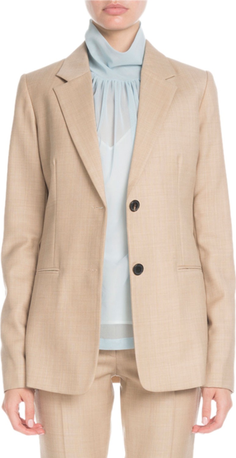 Victoria Beckham Notched-Lapel Two-Button Tailored Wool Jacket