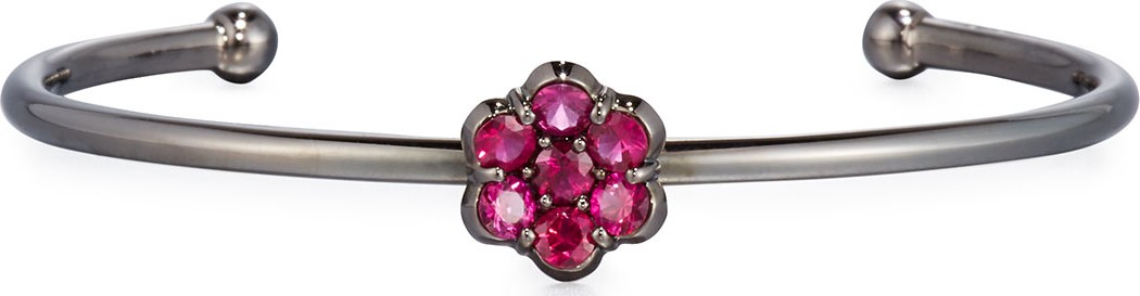 Bayco 18K Black Gold & Ruby Floral Bracelet