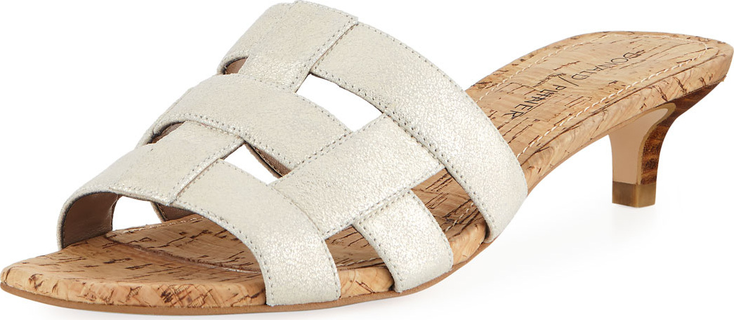 Donald J Pliner Etta Caged Kitten Mule, Platino