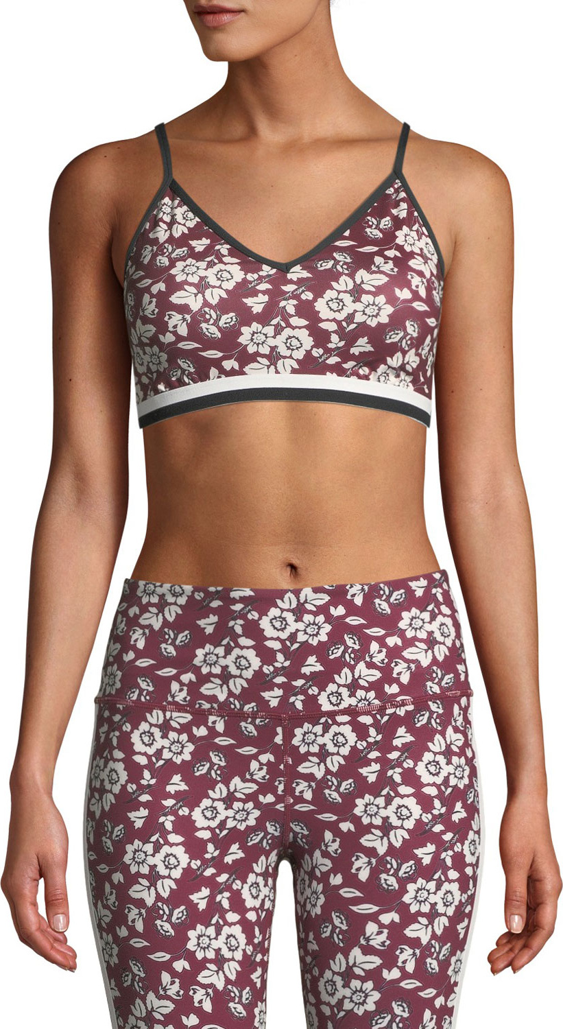 Kate Spade New York whimsy bi-stripe floral sports bra