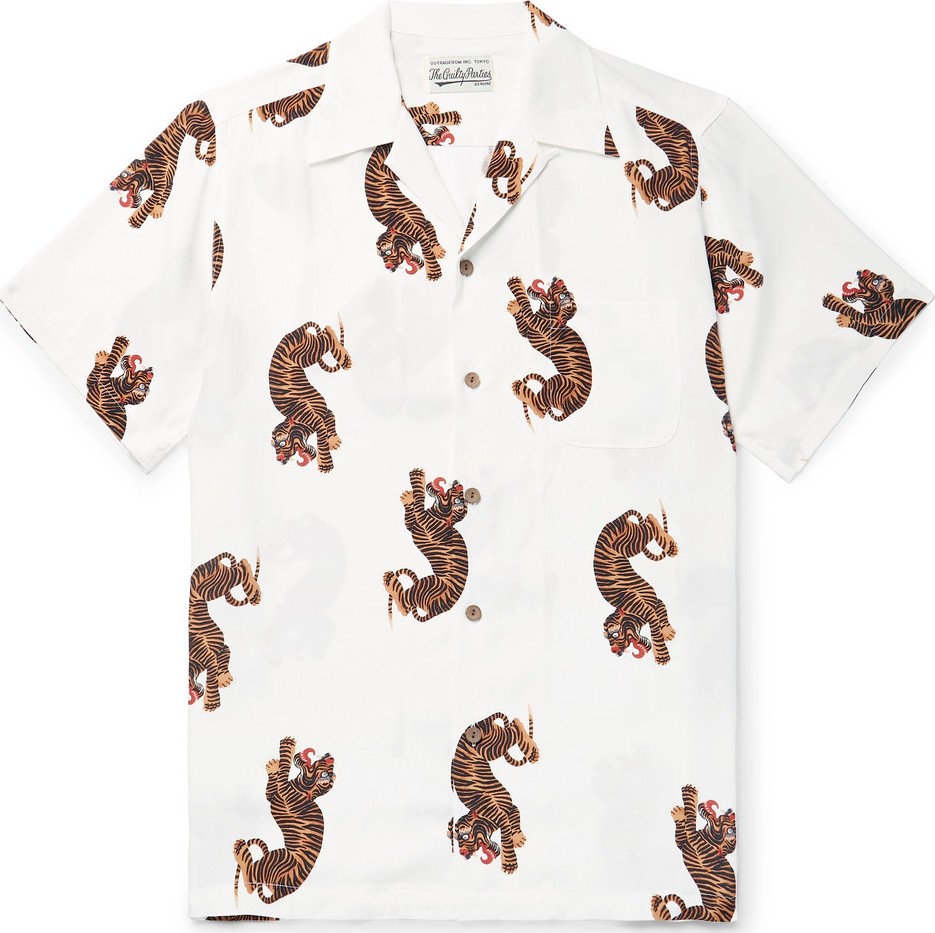 Wacko Maria Camp-Collar Printed Woven Shirt