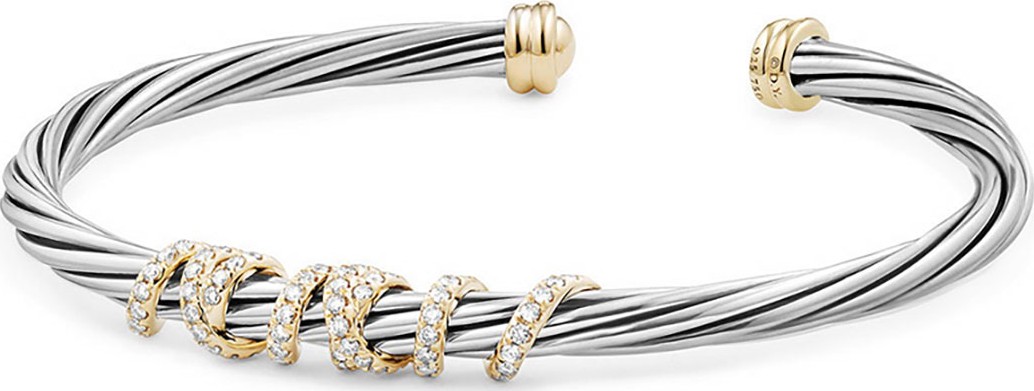 David Yurman 4mm Helena Cuff Bracelet with Diamond Wrap
