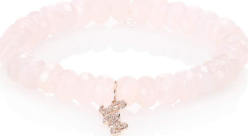 Sydney Evan Mini Love charm beaded bracelet with 14kt rose gold and diamonds