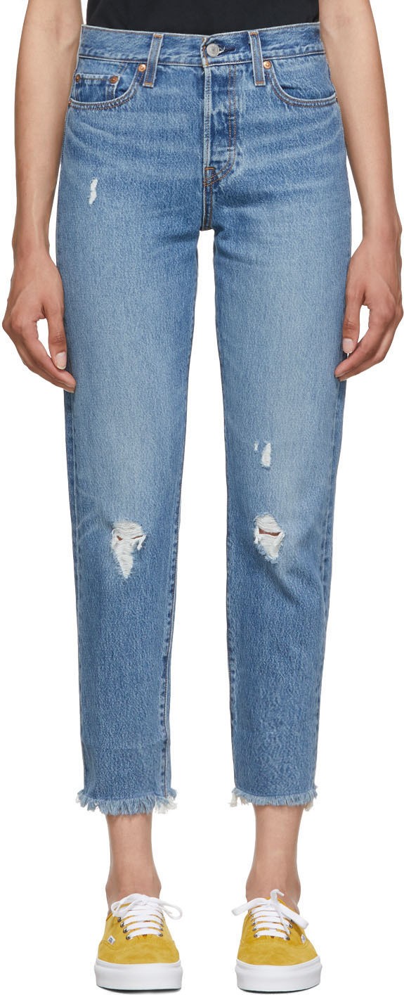 LEVI’S Blue Wedgie Icon Fit Frayed Jeans