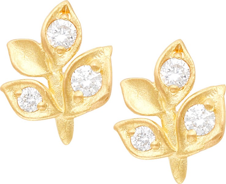 Jamie Wolf 18k Diamond Leaf Stud Earrings