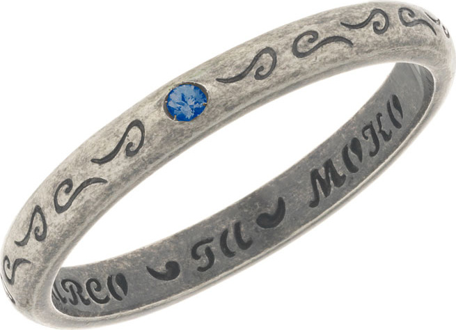 Marco Dal Maso Men's Flat Silver Band Ring with Blue Sapphire, Size 11