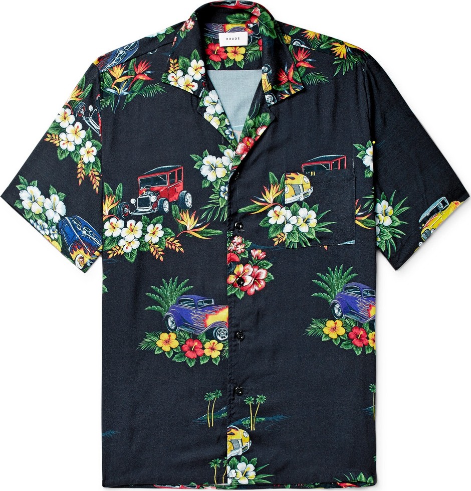 RHUDE Camp-Collar Printed Voile Shirt