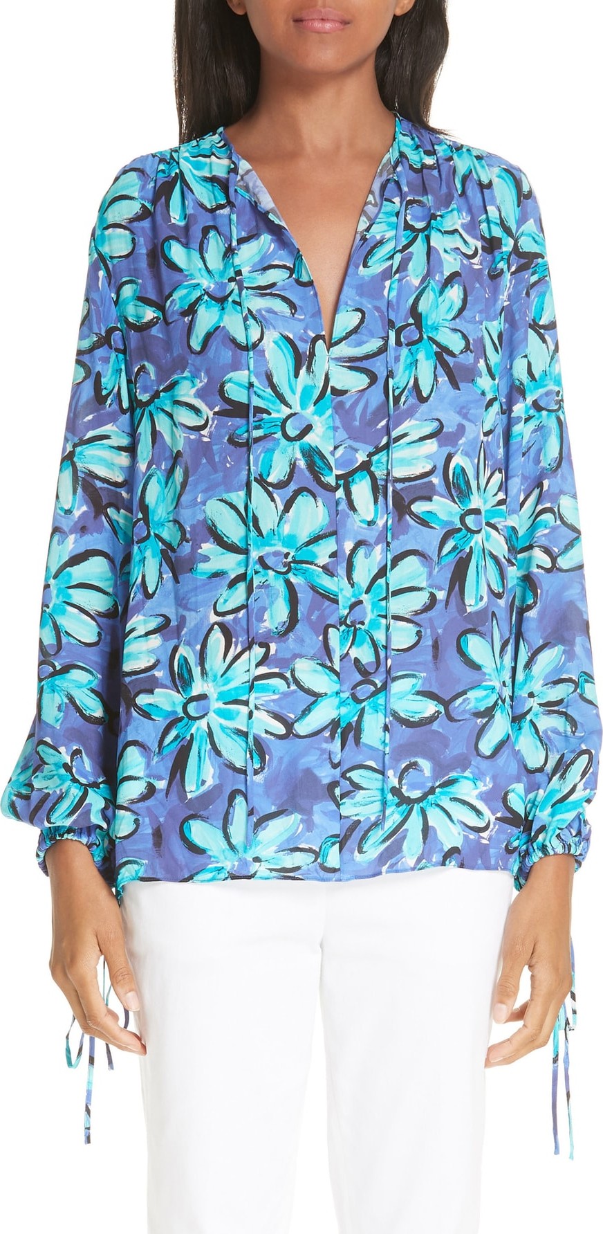 Michael Kors Daisy Print Silk Georgette Blouse