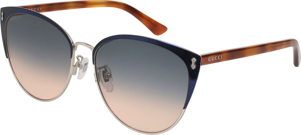 Gucci Gradient Semi-Rimless Cat-Eye Sunglasses, Blue
