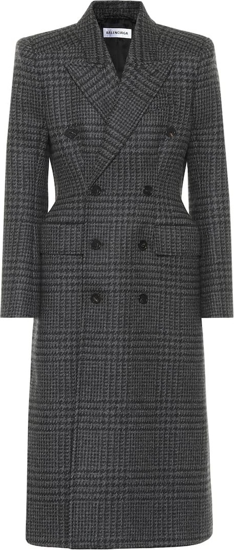 Balenciaga Hourglass checked virgin wool coat