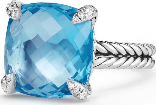 David Yurman 14mm Châtelaine Hampton Blue Topaz Ring