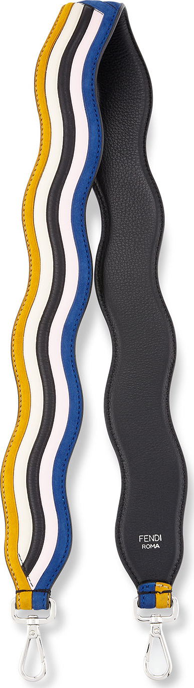 Fendi Strap You Wavy Leather & Suede Shoulder Strap for Handbag, Multicolor