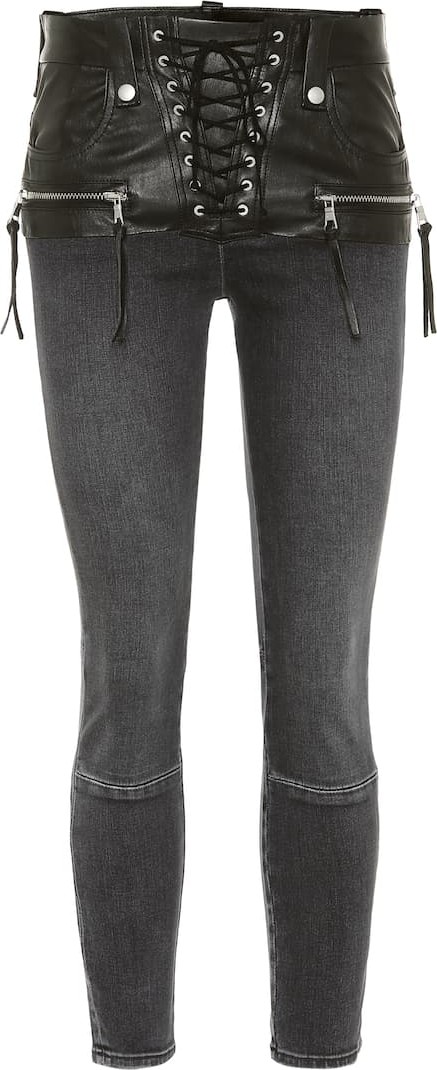 Unravel Leather-trimmed jeans