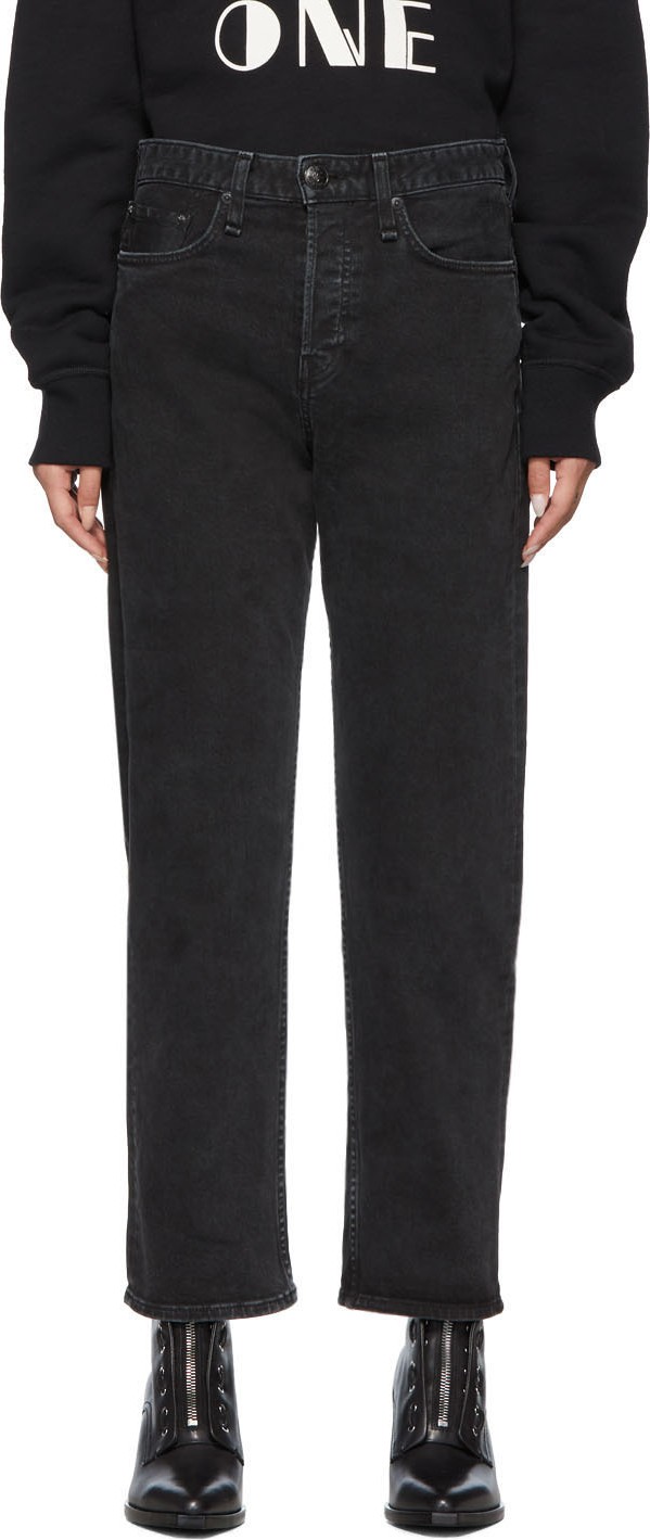Rag & Bone Black Maya High-Rise Ankle Straight Jeans