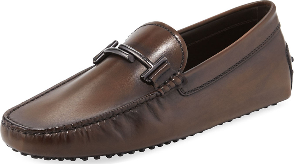 Tod's Gommini Double-T Leather Driver, Brown