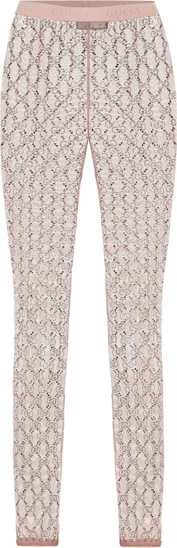 Gucci Embellished GG tulle leggings