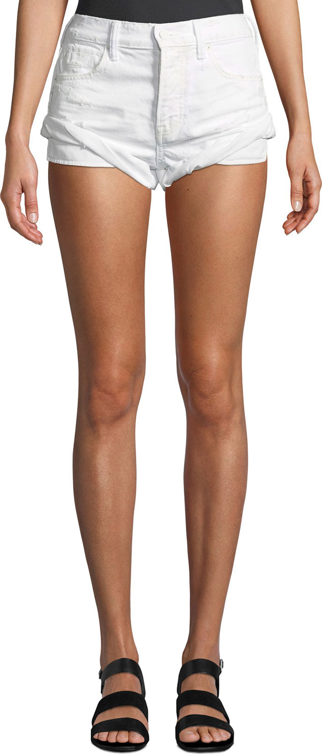 T By Alexander Wang Hike Rolled Distressed Denim Shorts