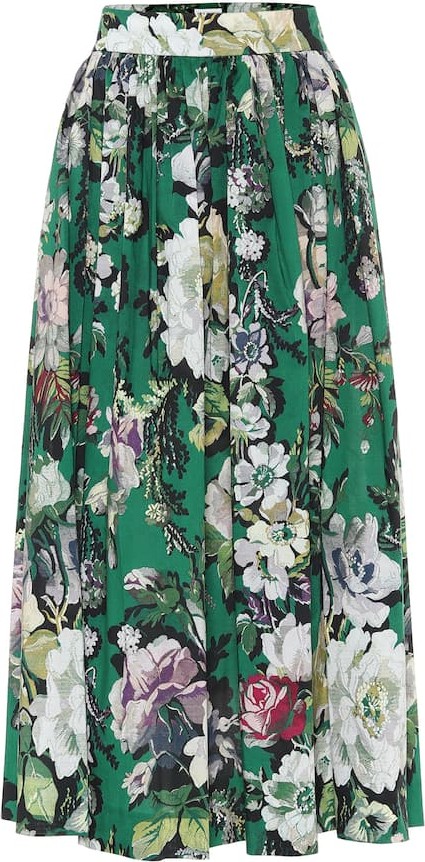 Dries Van Noten Floral cotton midi skirt