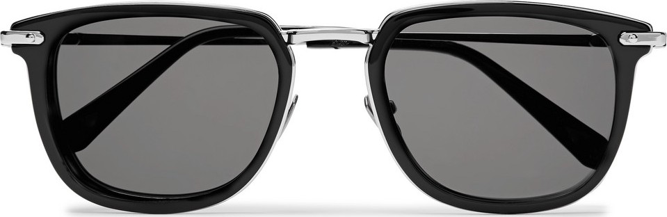 Brioni D-Frame Acetate and Silver-Tone Sunglasses