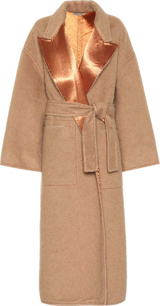 Bottega Veneta Satin-trimmed wool coat