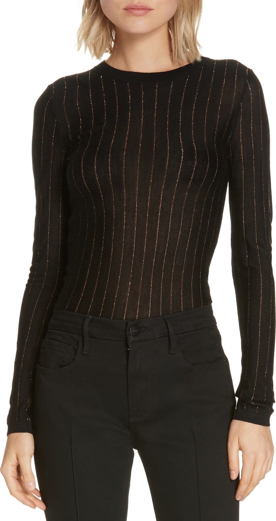 FRAME DENIM Metallic Stripe Top