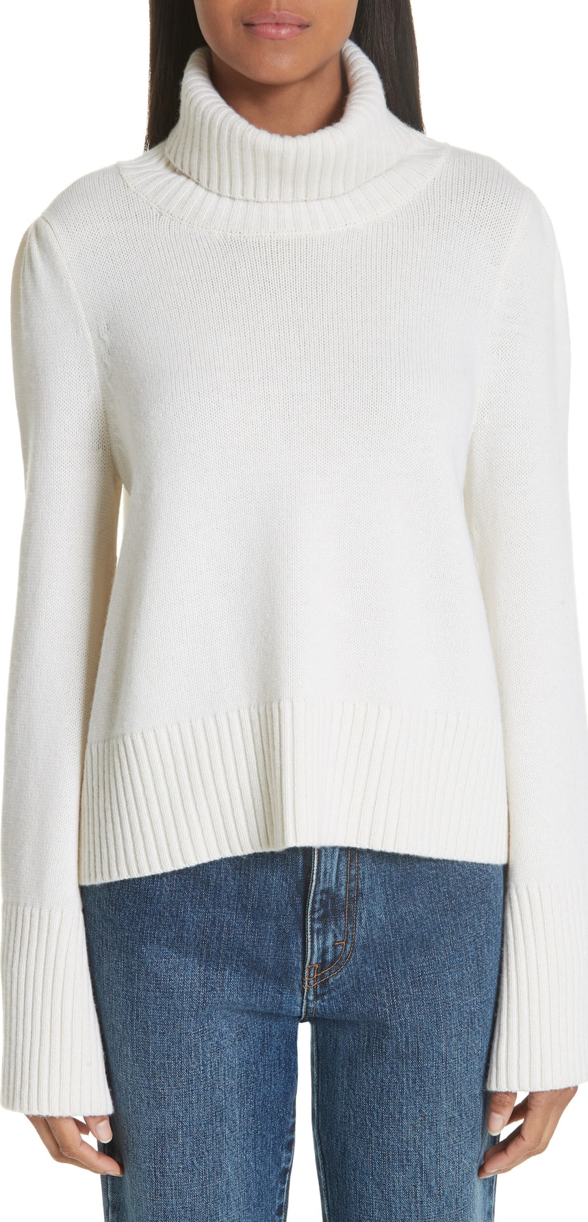 Co Flare Sleeve Wool & Cashmere Turtleneck Sweater