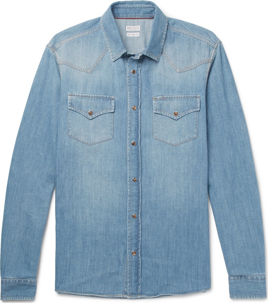 Brunello Cucinelli Denim Western Shirt