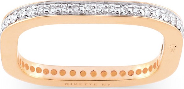 GINETTE NY TV 18k Rose Gold Diamond Ring, Size 6